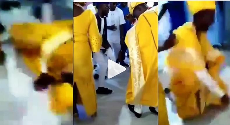 Groom falls during crazy dance at his wedding, pretends the fall was intentional (video)