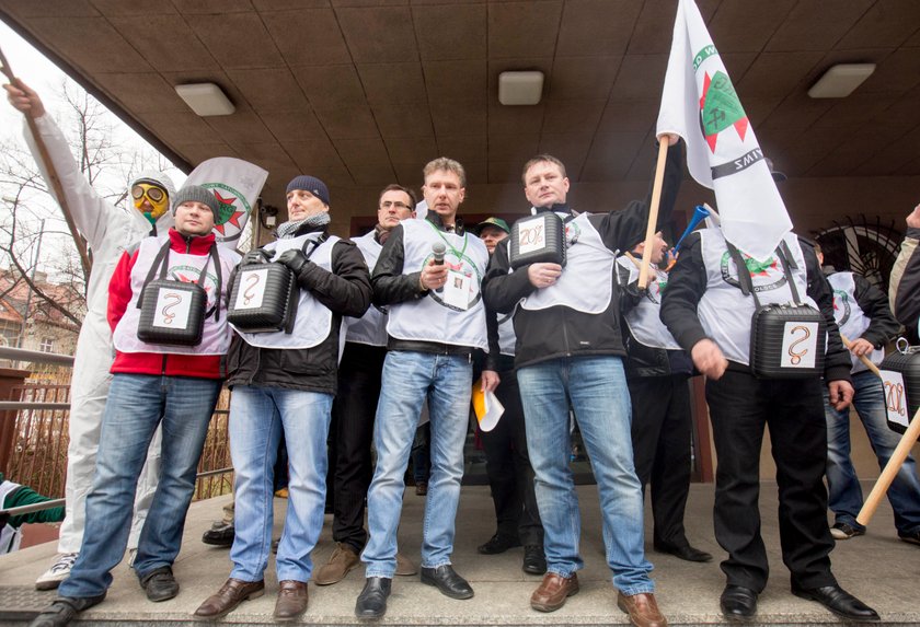 Protest górników w Katowicach