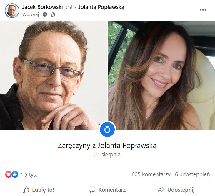 Jacek Borkowski zaręczył się z partnerką Jolantą / Facebook Jacek Borkowski