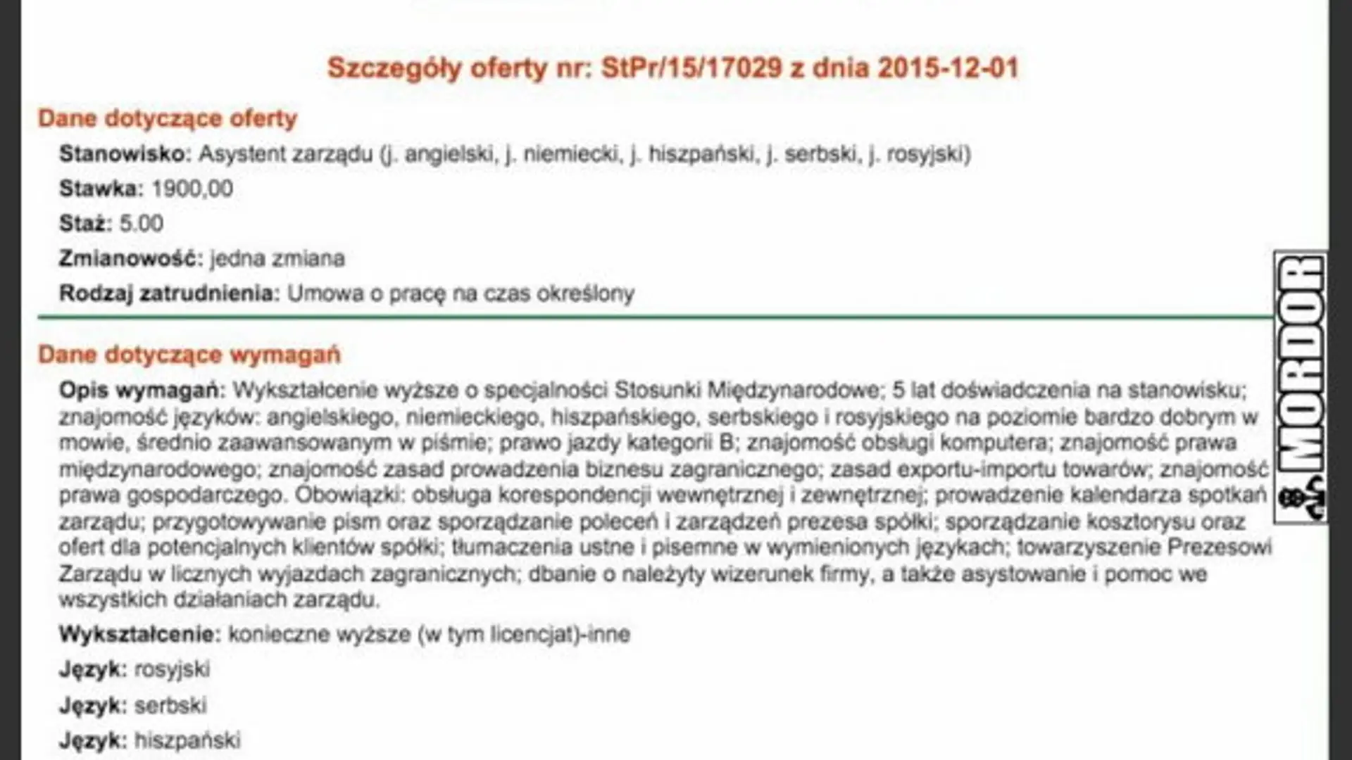 Absurdalne ogłoszenie o pracę: wymagają 5 lat doświadczenia, 5 języków i płacą 1900 zł