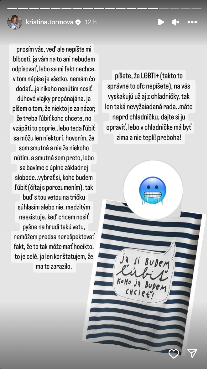 Herečka a moderátorka Kristína Tormová dostala od zákazníčky mail, ktorý ju zaskočil.