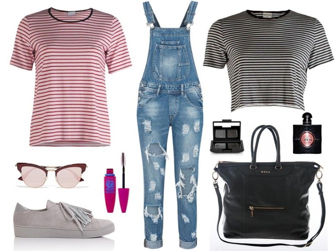 STYLIZACJE na wiosnę z niebieskimi spodniami