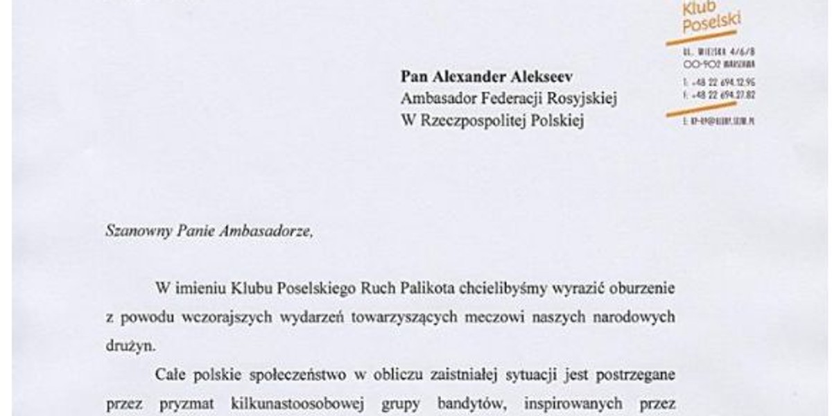 Jak Się Pisze Usprawiedliwienie Do Szkoły Ruch Palikota pisze list do Rosjan. Oskarża środowisko związane z PiS