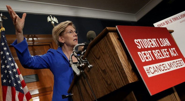 Sen. Elizabeth Warren (D-MA) speaks during a press conference on Capitol Hill July 23, 2019 in Washington, DC.