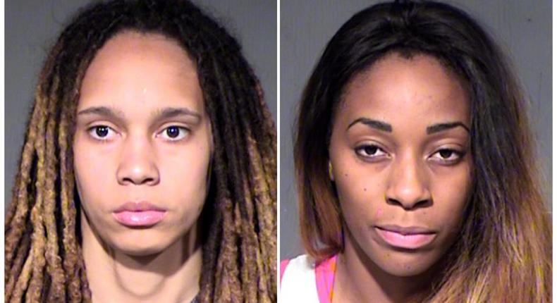 Brittney Griner, left, and her fiancee Glory Johnson