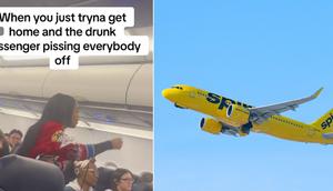 A passenger was said to be visibly intoxicated on a Spirit Airlines flight.Screenshot/TikTok; AaronP/Bauer-Griffin/Getty Images Images