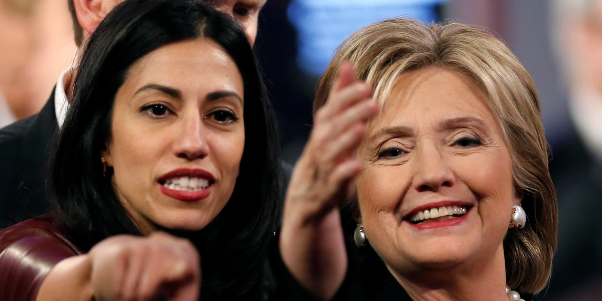 Huma Abedin, an aide to Hillary Clinton, with Clinton at the conclusion of the second official 2016 Democratic presidential debate in Des Moines, Iowa, in 2015.