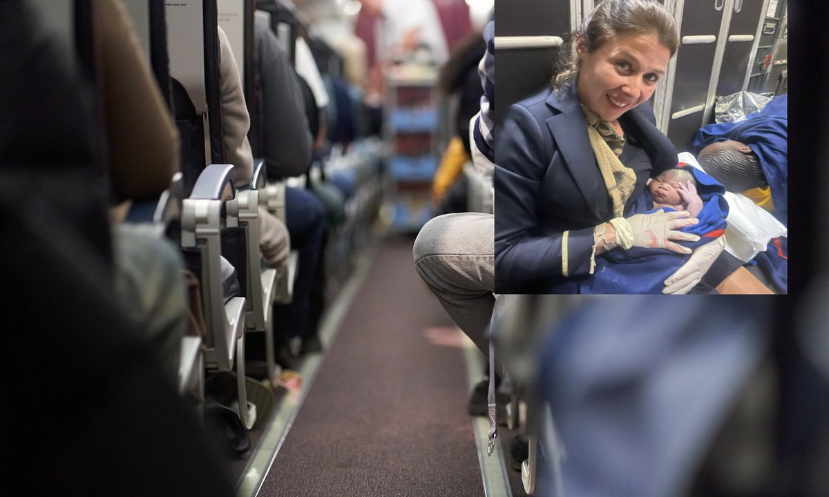 Poród na pokładzie samolotu. Stewardesa i pasażerowie stanęli na wysokości zadania