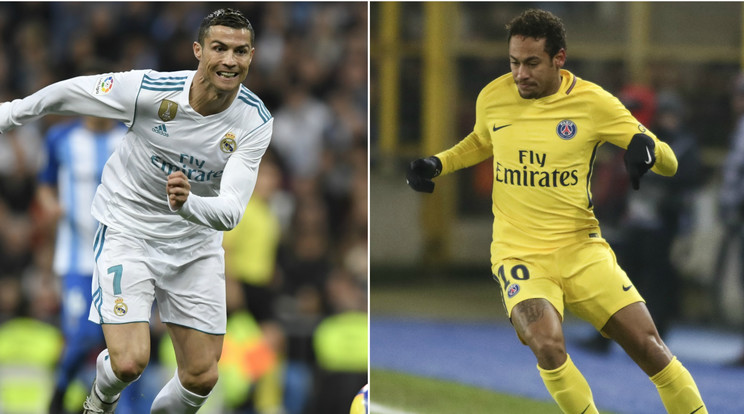 Cristiano Ronaldo (balra) klubja, a Real Madrid egy 
másik dúsgazdag együttessel, a Neymarral felálló PSG-vel csap össze /Fotók: AFP