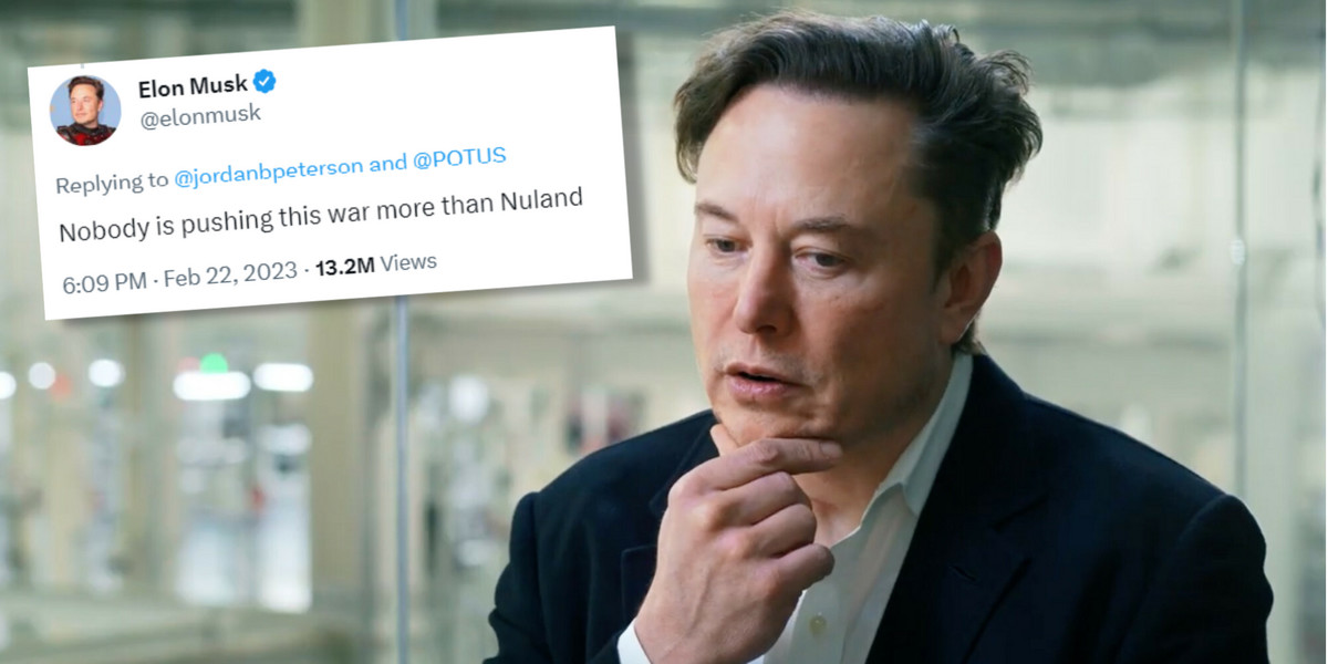 Elon Musk uważa, że amerykańska dyplomatka podsyca swoimi wypowiedziami konflikt w Ukrainie (screen: Twitter/Elon Musk)