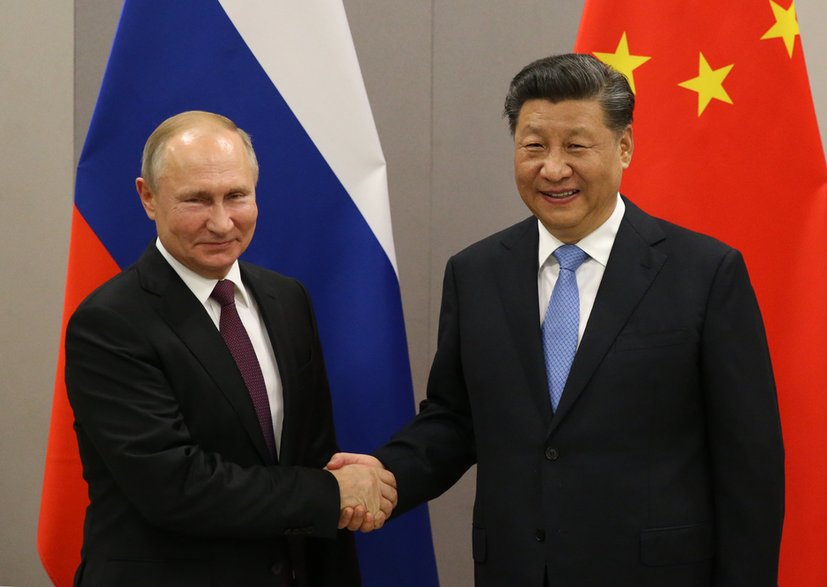 Prezydent Rosji Władimir Putin i przewodniczący Chińskiej Republiki Ludowej Xi Jinping, 13 listopada 2019 r.