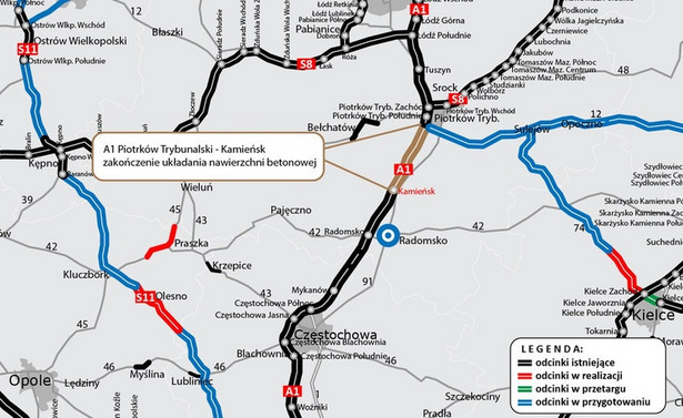 Autostrada A1 na odcinku Piotrków Trybunalski - Kamieńsk to już ostatni etap budowy. Kierowcy pojadą nową drogą jeszcze przed końcem tego roku