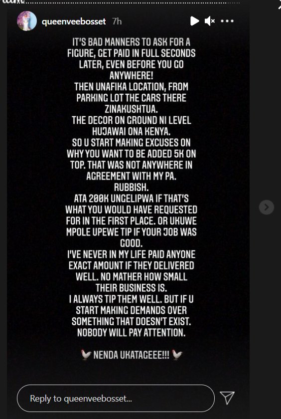 Vera Sidika's Response 