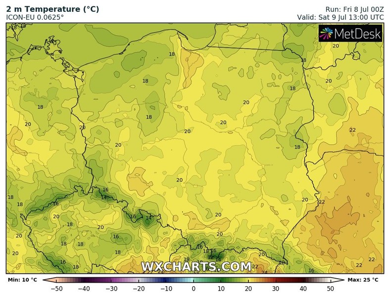 Temperatura coraz niższa