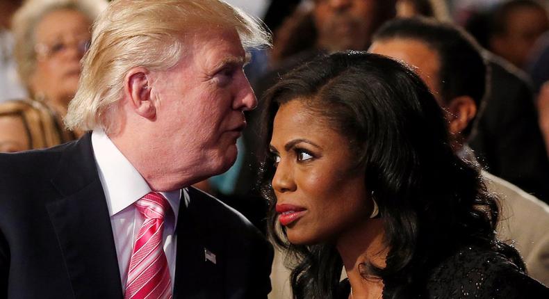 Donald Trump with Omarosa Manigault, then the Trump campaign's director of African-American outreach, in September 2016