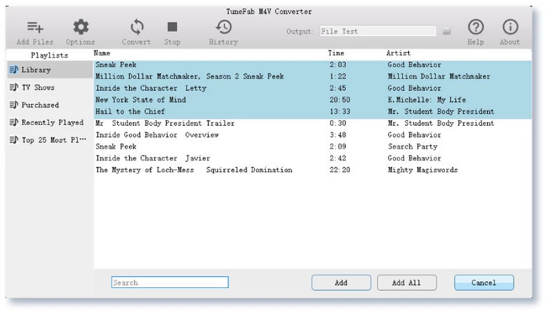 Główne okno programu do usuwania zabezpieczeń DRM z filmów iTunes - TuneFab M4V Converter
