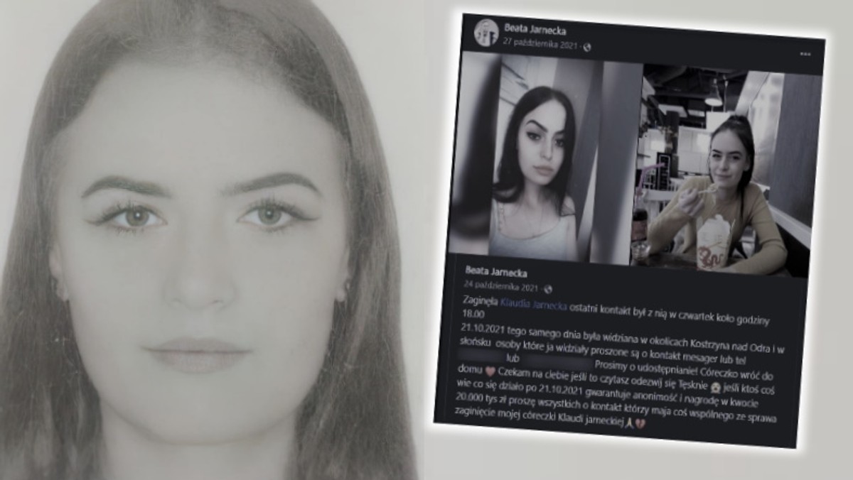 Zaginiona Klaudia Jarnecka nie żyje. Jej ciało znaleziono na mokradłach