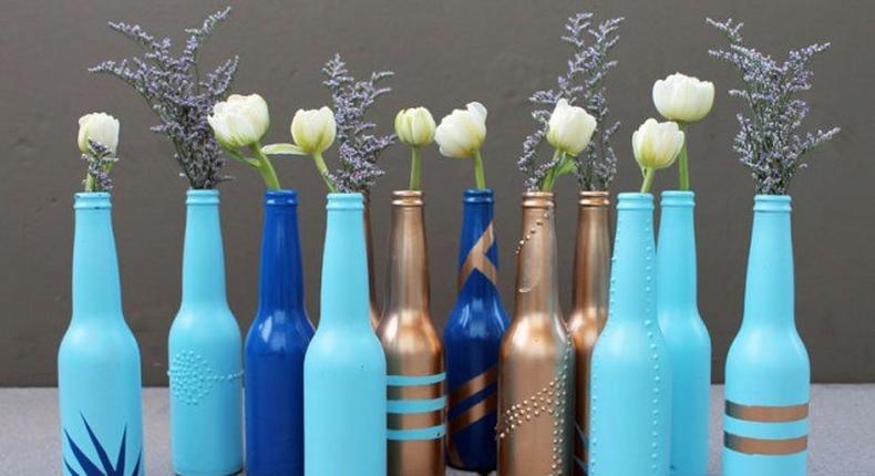 Beer bottle bud vase