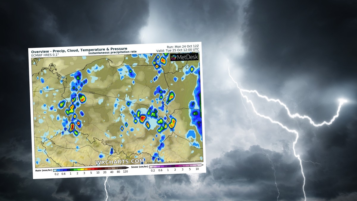 Pogoda na dziś, 25 października. Fala opadów i burz przejdzie przez Polskę