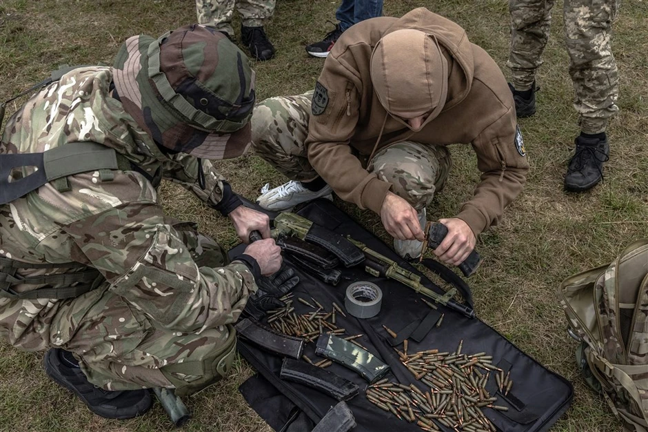 Dobrovoljci bataljona Džohar Dudajev na obuci u regionu Kijeva 17. septembra 2022.
