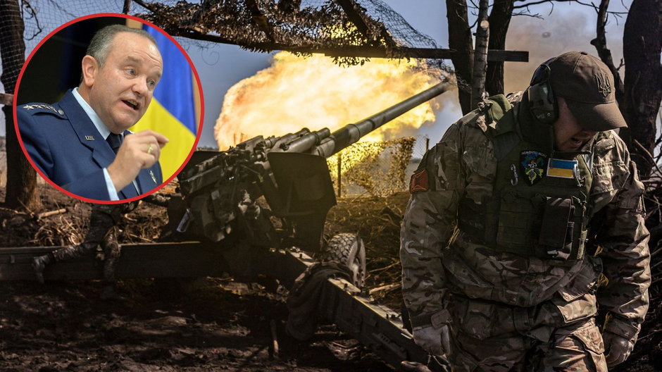 Generał Philip Breedlove oraz ukraiński żołnierz na linii frontu w obwodzie donieckim