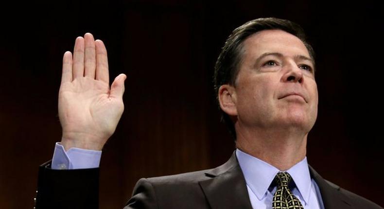 Former FBI Director Comey testifies on Capitol Hill in Washington.