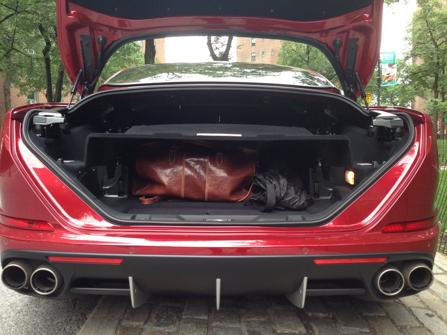 The Cali T has a fairly diminutive trunk. But it was good enough for a father-son road trip.