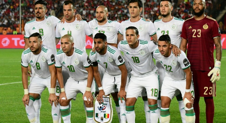 Algeria pose before the Africa Cup of Nations final in which they defeated Senegal 1-0 in Cairo