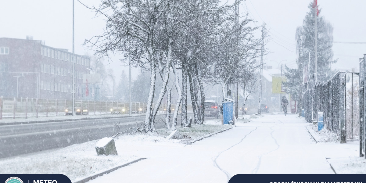 Opady śniegu w Białymstoku. Fot. Mateusz Zamajtys METEO IMWG-POB