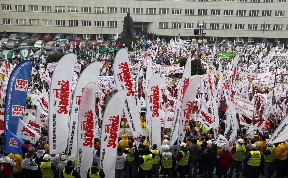 KATOWICE MANIFESTACJA GÓRNICZYCH ZWIĄZKÓW ZAWODOWYCH