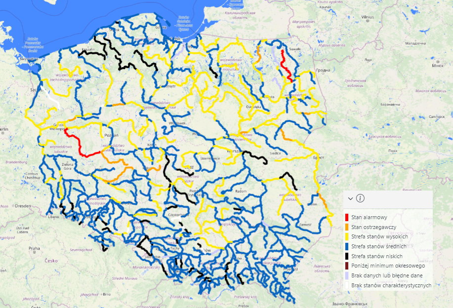 Stany wód w rzekach w czwartek rano
