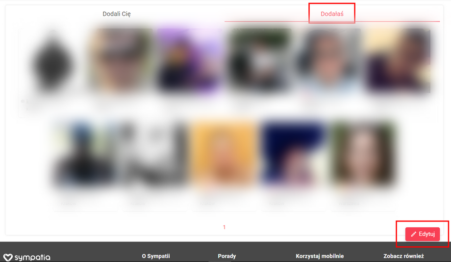 Jak edytować zakładkę Ulubieni w Sympatia.pl