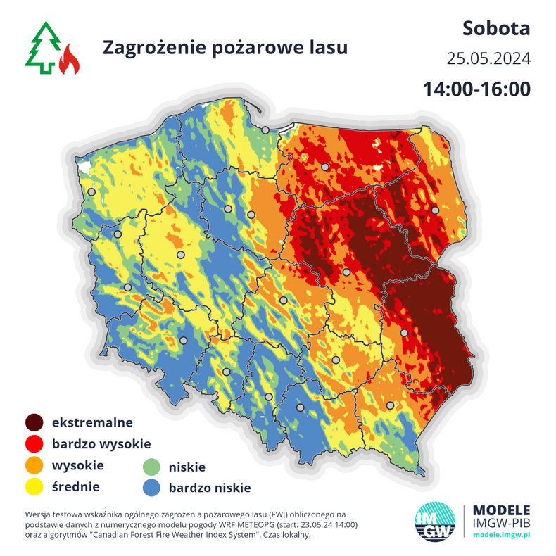 W sobotę bardzo wysokie zagrożenie pożarowe utrzyma się we wschodniej i północno-wschodniej Polsce