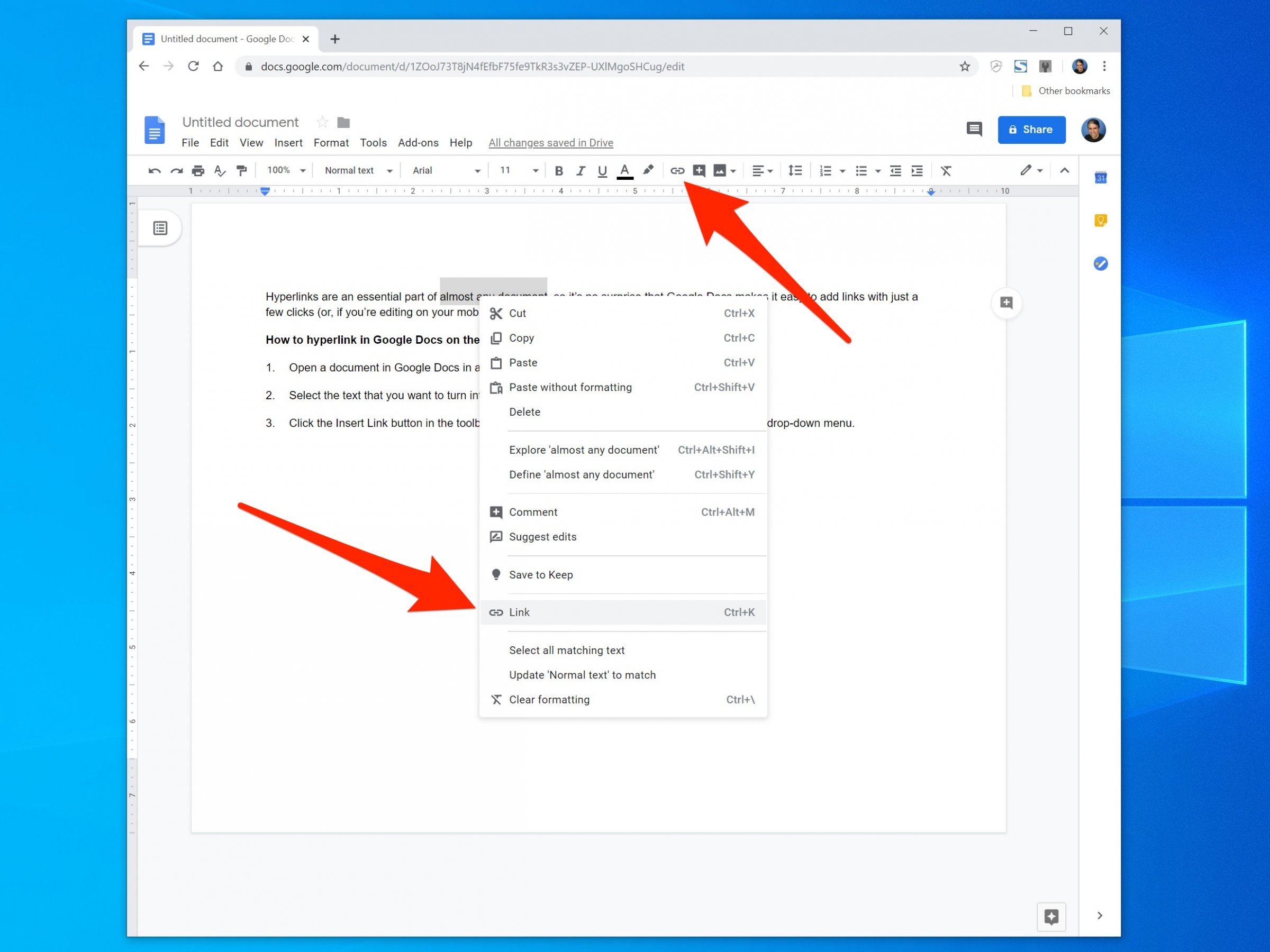 How To Make A Link On A Google Doc