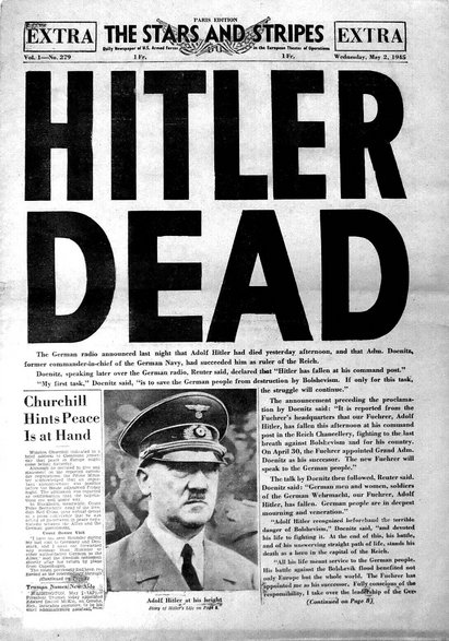Okładka amerykańskiej gazety z maja 1945