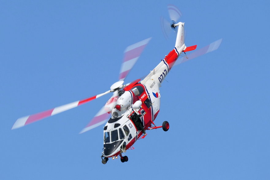 Although all Czech W-3As are military machines, some wear a white and red salvage plate instead of traditional camouflage.  Currently, six helicopters fly in this color.
