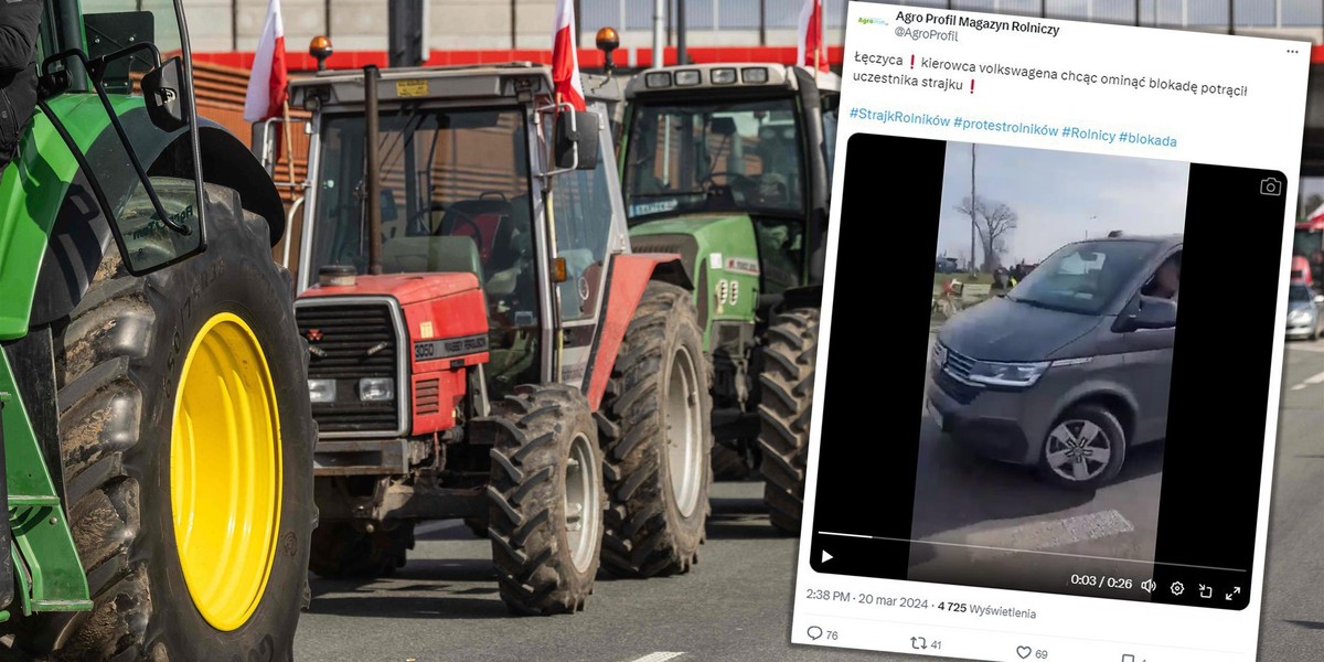 Protest rolników w Łęczycy. Kierowca busa potrącił jednego z protestujących.