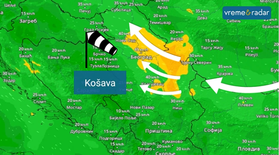 Prolaskom vazduha od Vlaške nizije kroz Đerdapsku klisuru i preko planina istočne Srbije, nastaje košava