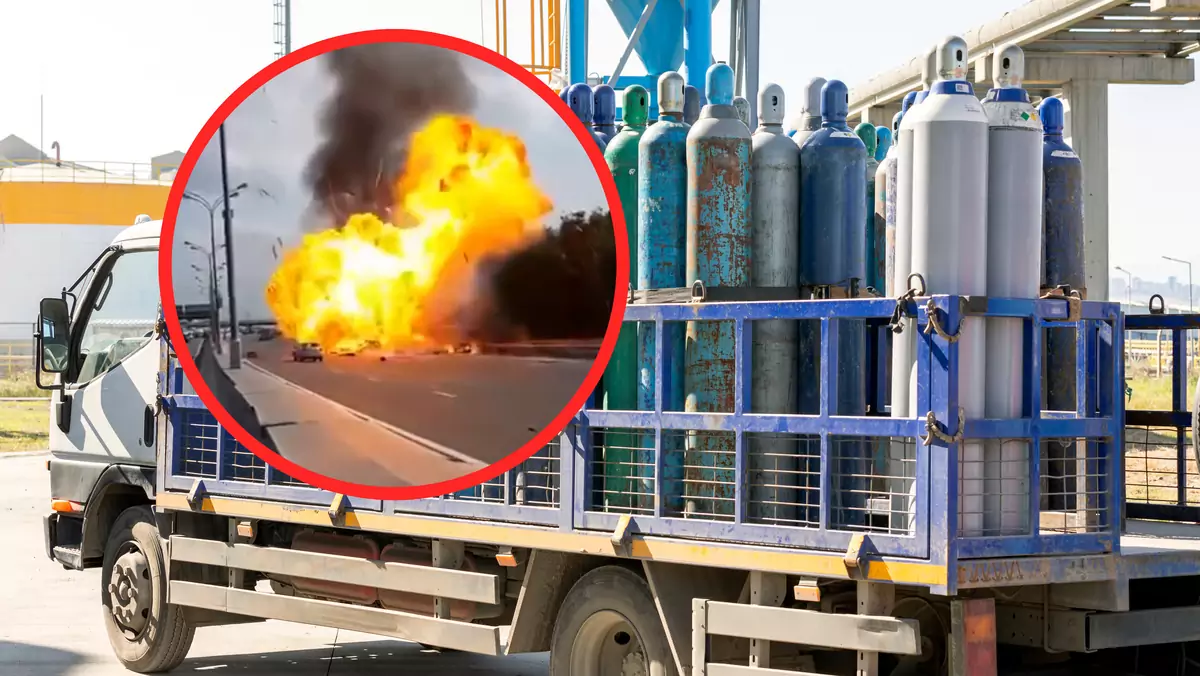 Wybuch ciężarówki z butlami gazowymi