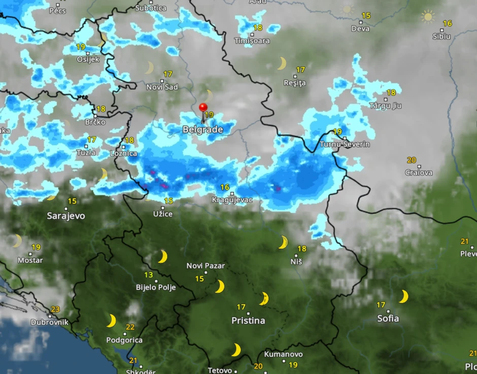 Kretanje nevremena u 5 sati