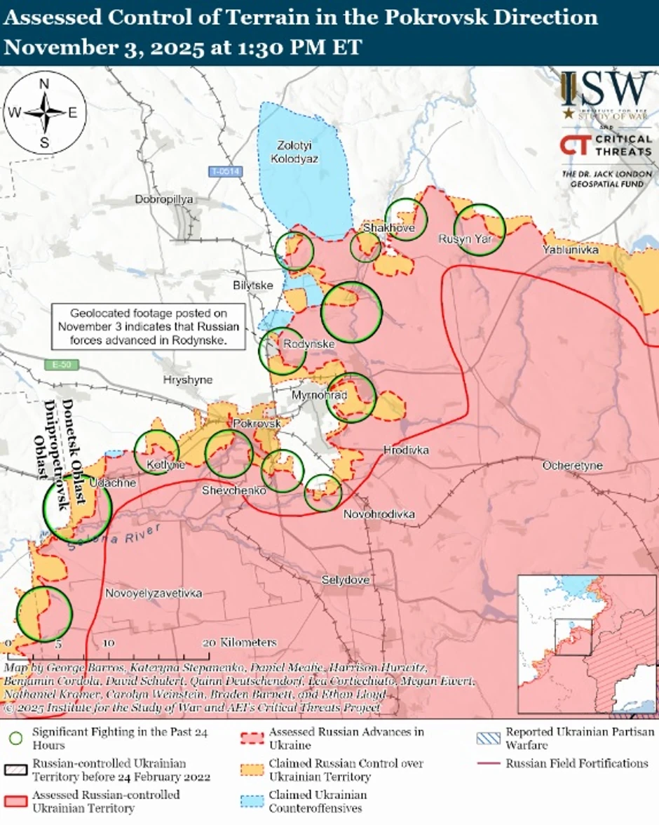 Pokrovsk na mapi ISW