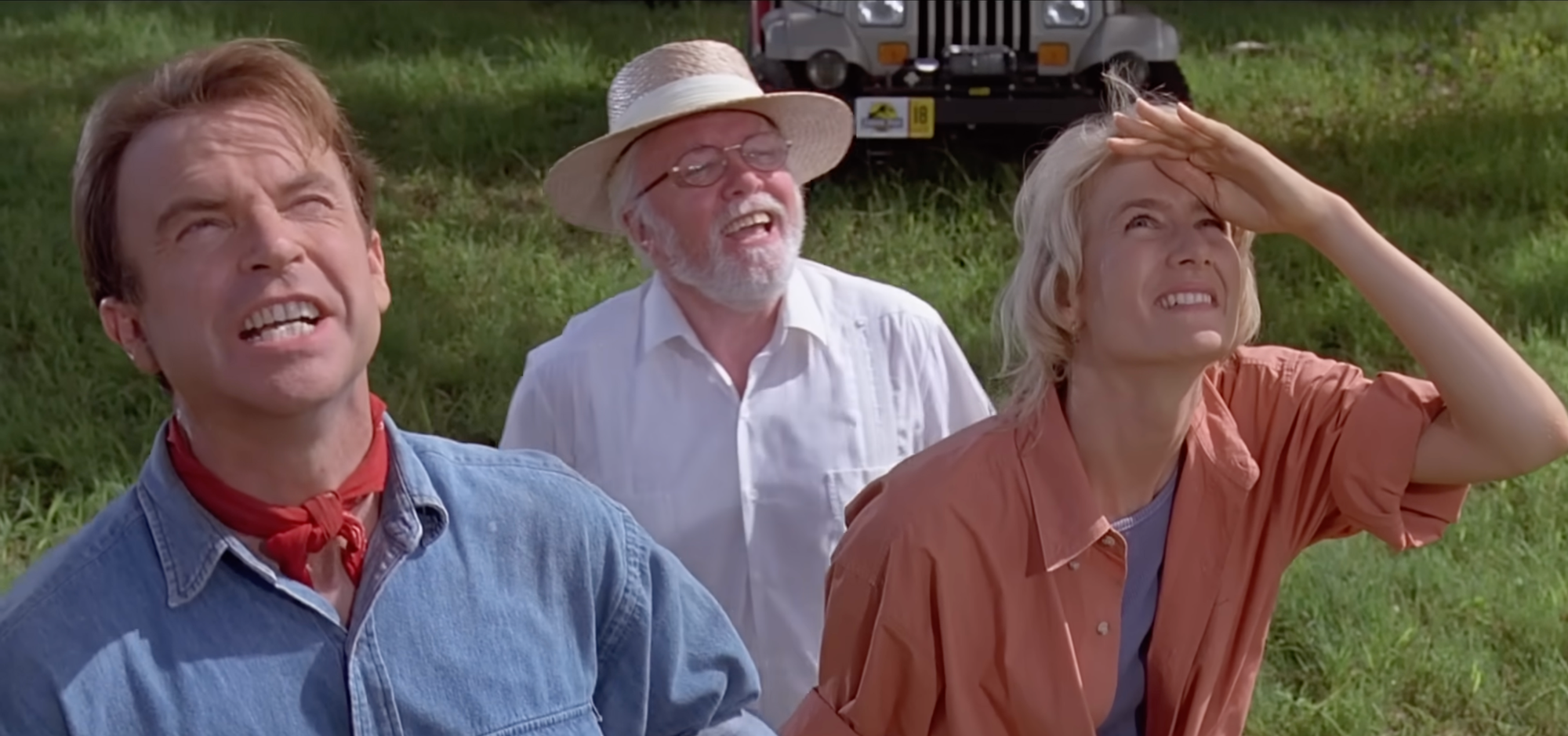 Sam Neill v legendárnom filme Jurský park.