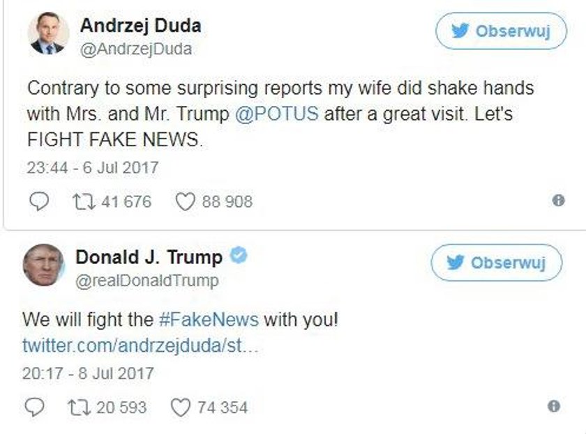 Donald Trump skomentował gest Agaty Dudy