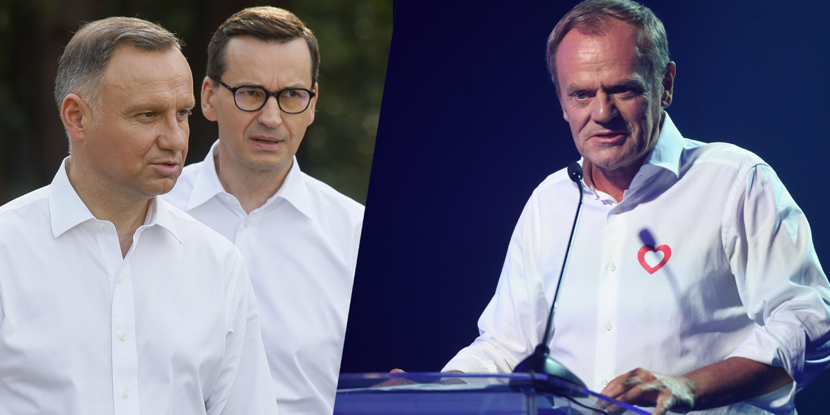 Lex Tusk ma wyeliminować szefa Platformy Obywatelskiej Donalda Tuska (z prawej). Od lewej: prezydent Andrzej Duda i premier Mateusz Morawiecki.