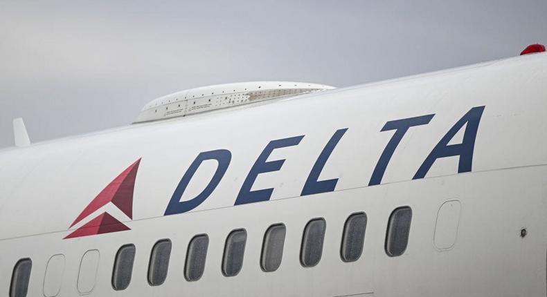 In this photo, a Delta Air Lines logo is seen on a passenger plane.Celal Gunes/Anadolu Agency via Getty Images