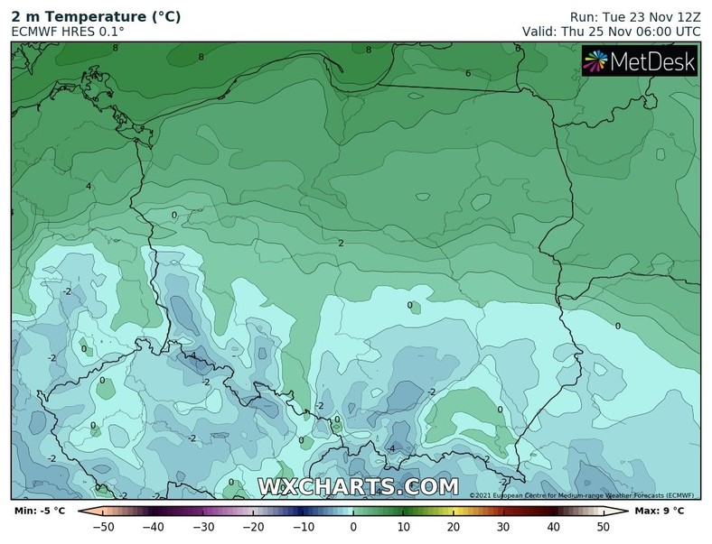 Poranek na południu zapowiada się mroźno