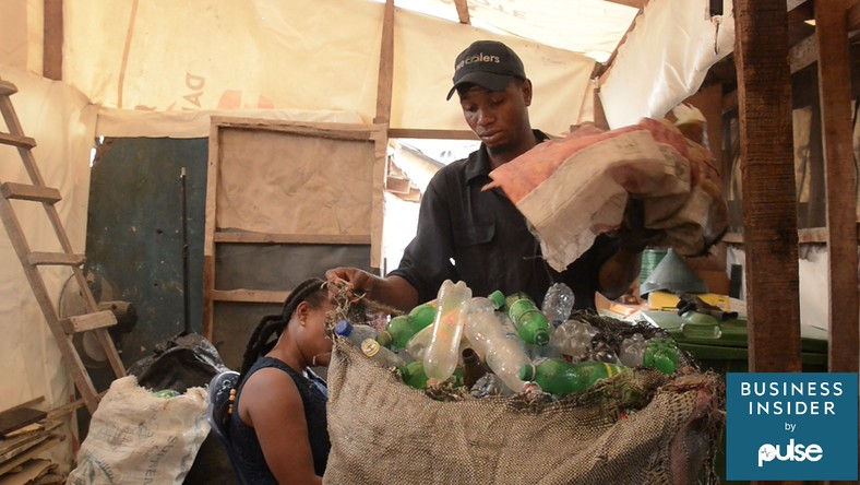 WeCycler weighing pet bottles at Morit international school 