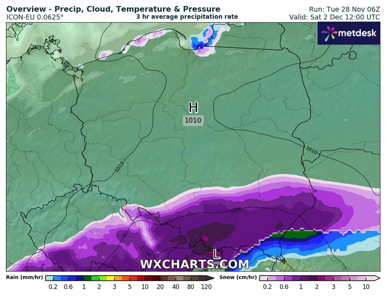 Co więcej, w weekend na południu może nieco mocniej sypnąć śniegiem