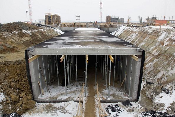 Prace przy budowie nowego terminalu wrocławskiego lotniska - luty 2010 r. Zdjęcia pochodzą z materiałów prasowych Portu Lotniczego Wrocław