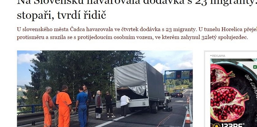 Wypadek polskiej ciężarówki z uchodźcami na Słowacji